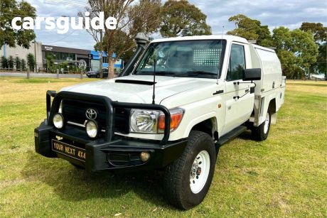 White 2012 Toyota Landcruiser Cab Chassis Workmate (4X4)