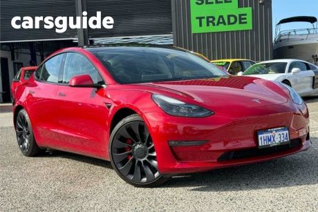 Red 2021 Tesla Model 3 Sedan Performance