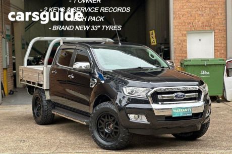 Black 2016 Ford Ranger Ute Tray PX MkII XLT Utility Double Cab 4dr Spts Auto 6sp 4x4 3.2DT