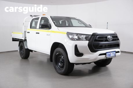White 2023 Toyota Hilux Double Cab Chassis Workmate (4X4)