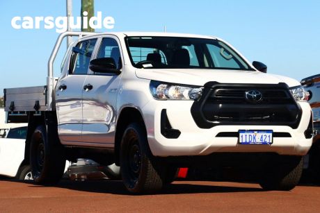 White 2021 Toyota Hilux Double Cab Chassis Workmate (4X4)
