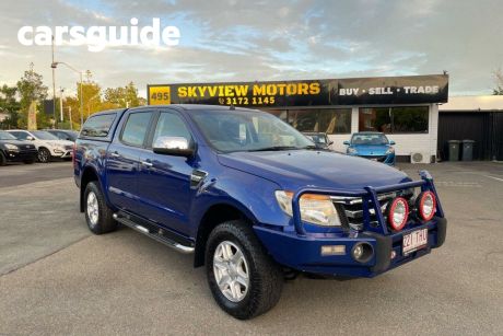Blue 2013 Ford Ranger Ute Tray PX MkII XLT Utility Double Cab 4dr Spts Auto 6sp 4x4 3.2DT