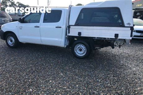 White 2011 Toyota Hilux Ute Tray TGN16R MY10 Workmate Utility Dual Cab 4dr 5 speed manual 4x2