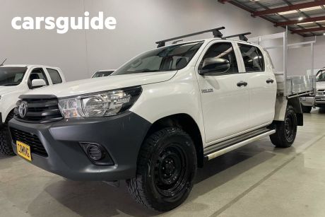 White 2019 Toyota Hilux Double Cab Chassis Workmate (4X4)