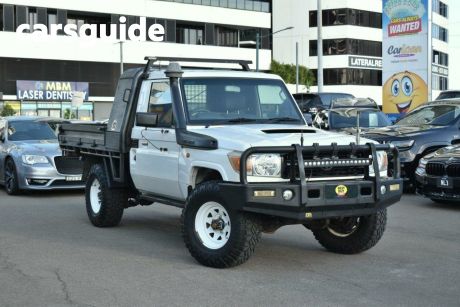 White 2012 Toyota Landcruiser Ute Tray VDJ79R Workmate Cab Chassis Single Cab 2dr Man 5sp, 4x4 4.5D