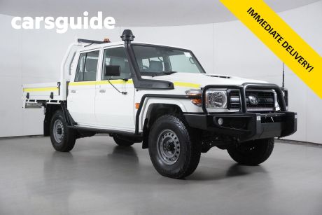 White 2023 Toyota Landcruiser 70 Series Double Cab Chassis LC79 Workmate + Diff Locks