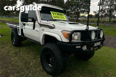 White 2008 Toyota Landcruiser Cab Chassis Workmate (4X4)
