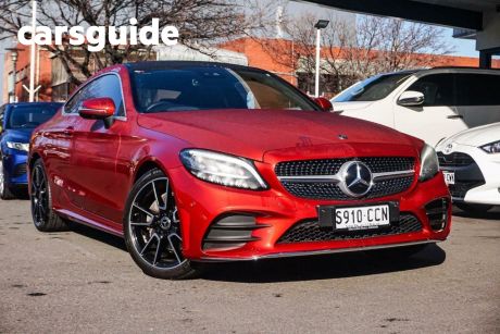 Red 2019 Mercedes-Benz C200 Coupe EQ (hybrid)