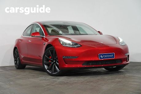 Red 2020 Tesla Model 3 Sedan Performance