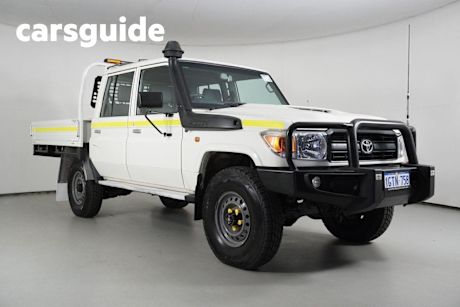 White 2019 Toyota Landcruiser Double Cab Chassis Workmate (4X4)