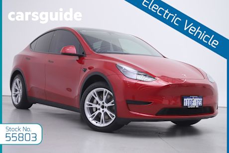 Red 2022 Tesla Model Y Wagon Rear-Wheel Drive