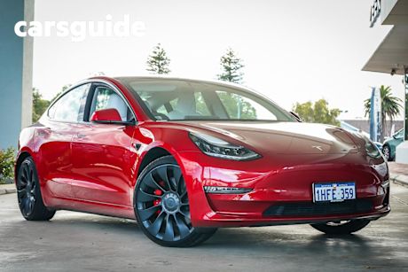 Red 2020 Tesla Model 3 Sedan Performance
