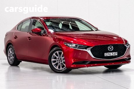 Red 2021 Mazda 3 Sedan G20 Pure