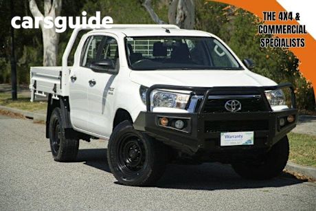 White 2019 Toyota Hilux Double Cab Chassis SR (4X4)