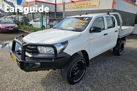 White 2019 Toyota Hilux Double Cab Chassis Workmate (4X4)