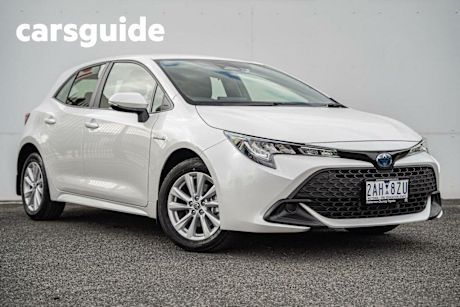 White 2024 Toyota Corolla Hatchback Ascent Sport + Conv PK Hybrid