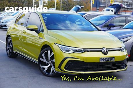 Yellow 2023 Volkswagen Golf Hatch 110TSI R-Line