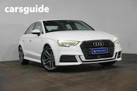 White 2019 Audi A3 Sedan 35 Tfsi S Line Plus