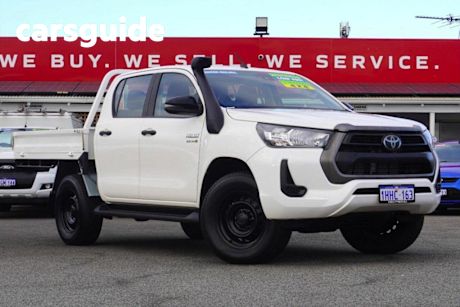 White 2021 Toyota Hilux Double Cab Chassis SR (4X4)