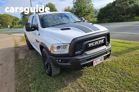 White 2021 Ram 1500 Crew Cab Utility Warlock (black/Grey/HYD Blue)