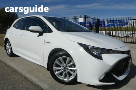 White 2023 Toyota Corolla Hatchback Ascent Sport + Conv PK Hybrid
