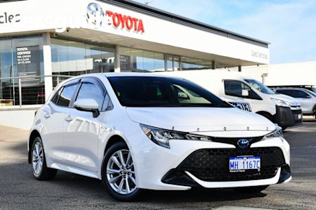 White 2024 Toyota Corolla Hatchback Ascent Sport + Conv PK Hybrid