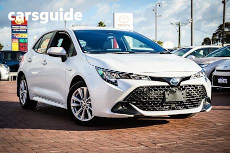 White 2023 Toyota Corolla Hatchback Ascent Sport + Conv PK Hybrid