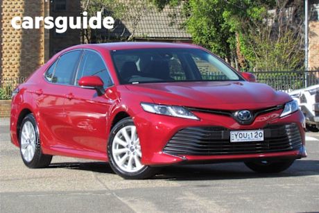 Red 2020 Toyota Camry Sedan Ascent Hybrid