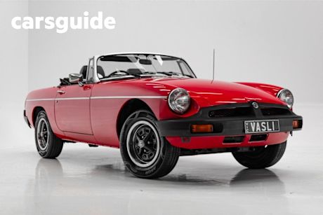 Red 1977 MG B Convertible