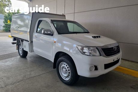 White 2012 Toyota Hilux Ute Tray KUN26R SR Cab Chassis 2 Door Man 5sp 4x4 3.0DT