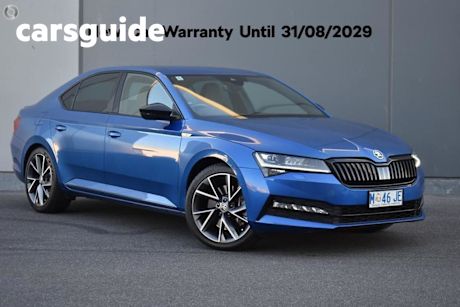 Blue 2022 Skoda Superb Sedan Sportline (4X4)