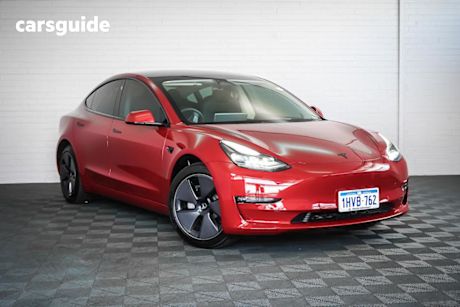 Red 2023 Tesla Model 3 Sedan Long Range