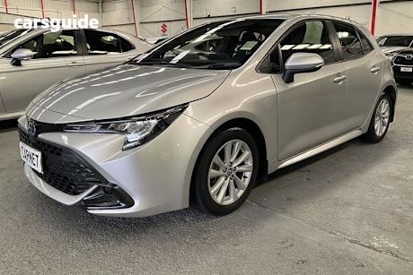 Silver 2023 Toyota Corolla Hatchback Ascent Sport + Conv PK Hybrid