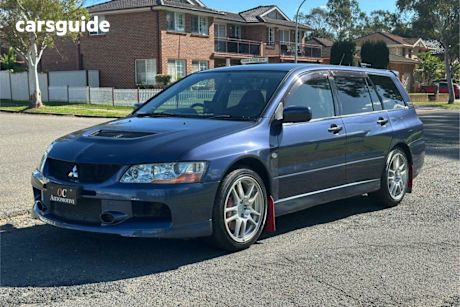 Blue 2005 Mitsubishi Lancer Wagon Evolution IX Wagon