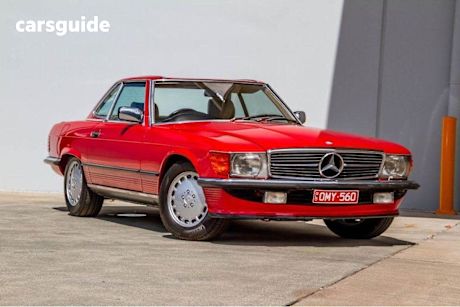 Red 1986 Mercedes-Benz 560SL Convertible R