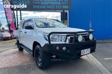 White 2019 Toyota Hilux Double Cab Chassis SR (4X4)