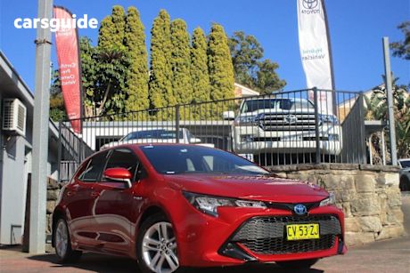 Red 2019 Toyota Corolla Hatchback Ascent Sport (hybrid)