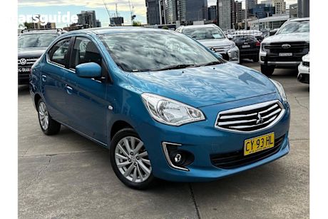 Blue 2014 Mitsubishi Mirage Sedan ES F