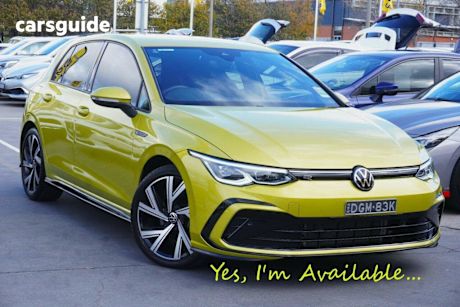 Yellow 2023 Volkswagen Golf Hatch 110TSI R-Line