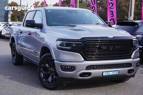 Silver 2024 Ram 1500 Crew Cab Utility Limited Rambox (hybrid)