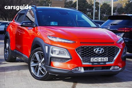 Orange 2020 Hyundai Kona Wagon Highlander TTR RED (awd)