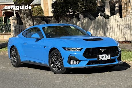 Blue 2024 Ford Mustang Fastback GT 5.0 V8