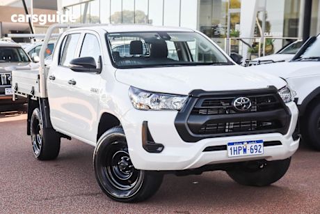 White 2021 Toyota Hilux Double Cab Chassis Workmate (4X4)