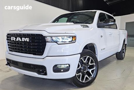 White 2025 Ram 1500 Crew Cab Utility Laramie Sport Rambox So H/Cane