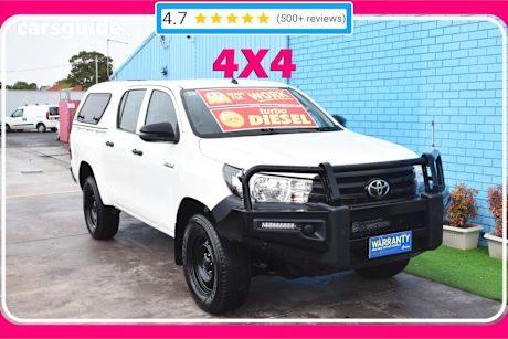 White 2019 Toyota Hilux Double Cab Pick Up Workmate (4X4)