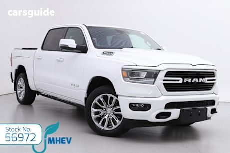 White 2023 Ram 1500 Crew Cab Utility Laramie Sport Rambox Mhev