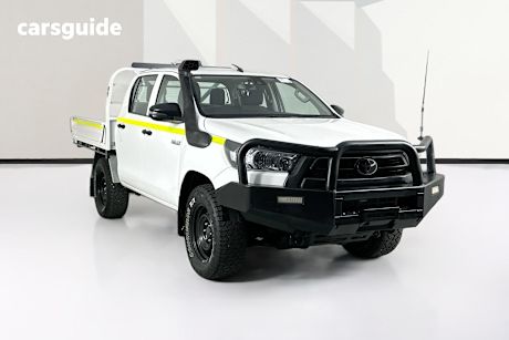 White 2021 Toyota Hilux Double Cab Chassis Workmate (4X4)