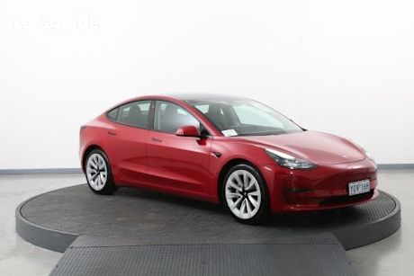 Red 2021 Tesla Model 3 Sedan Long Range Awd