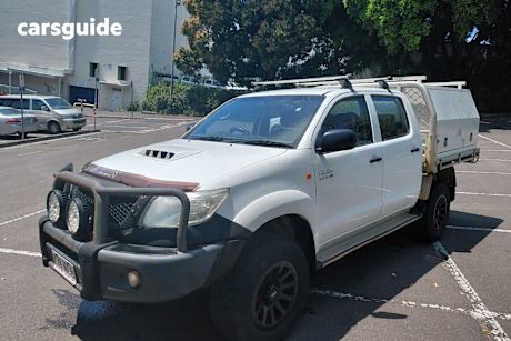 White 2013 Toyota Hilux Dual Cab Pick-up Workmate (4X4)