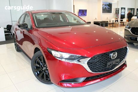 Red 2025 Mazda 3 Sedan G25 Evolve Sp Vision